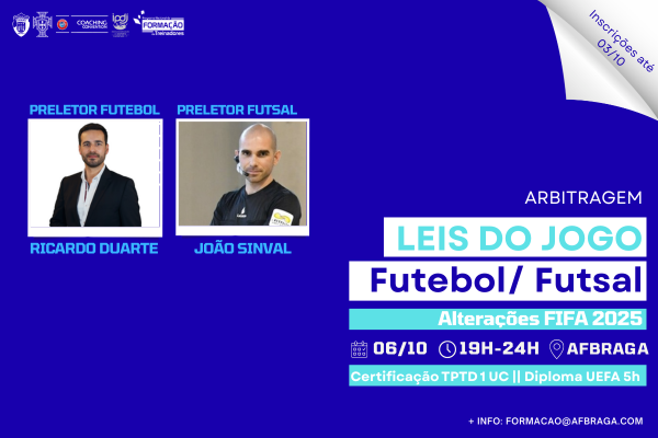 AFBRAGA lança Formações em Leis de Jogo